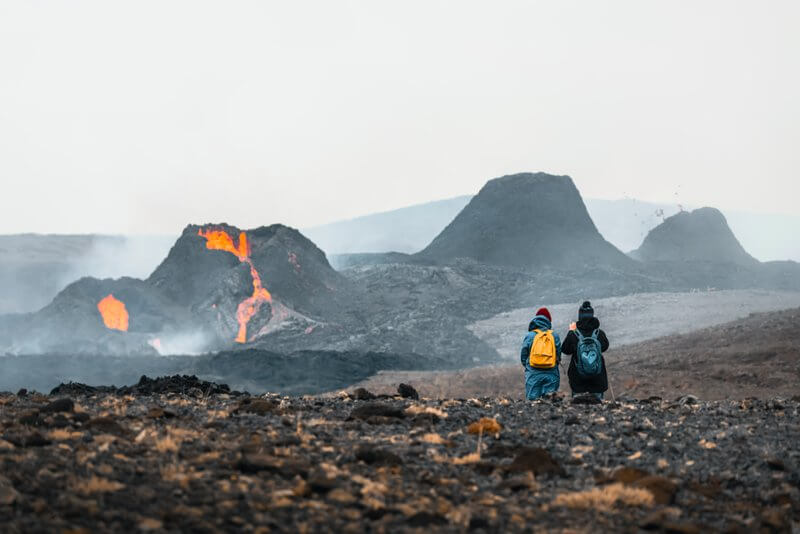 aktivní sopka na Islandu