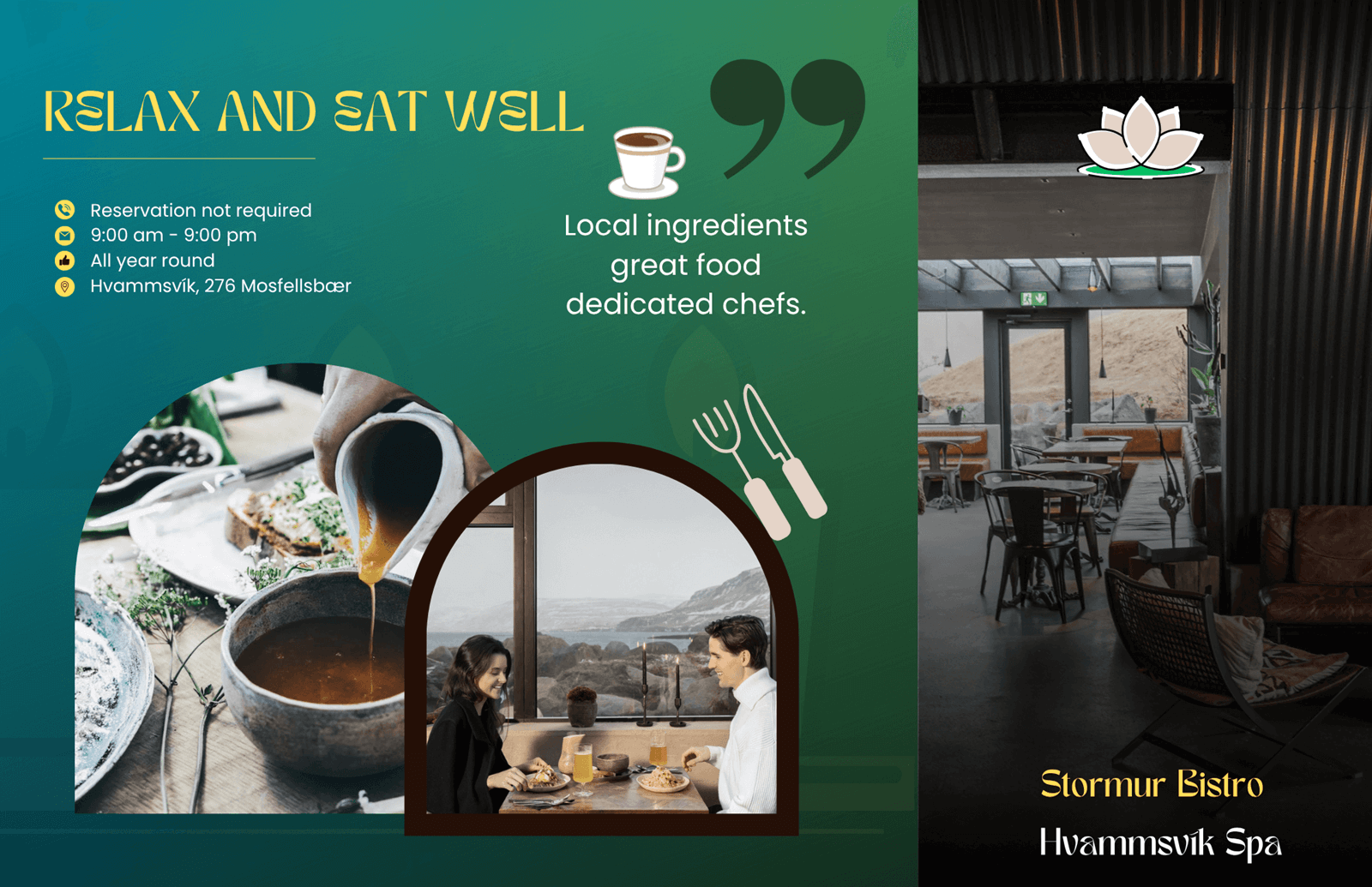 Restaurace Stormur v Hvammsvíku na Islandu.