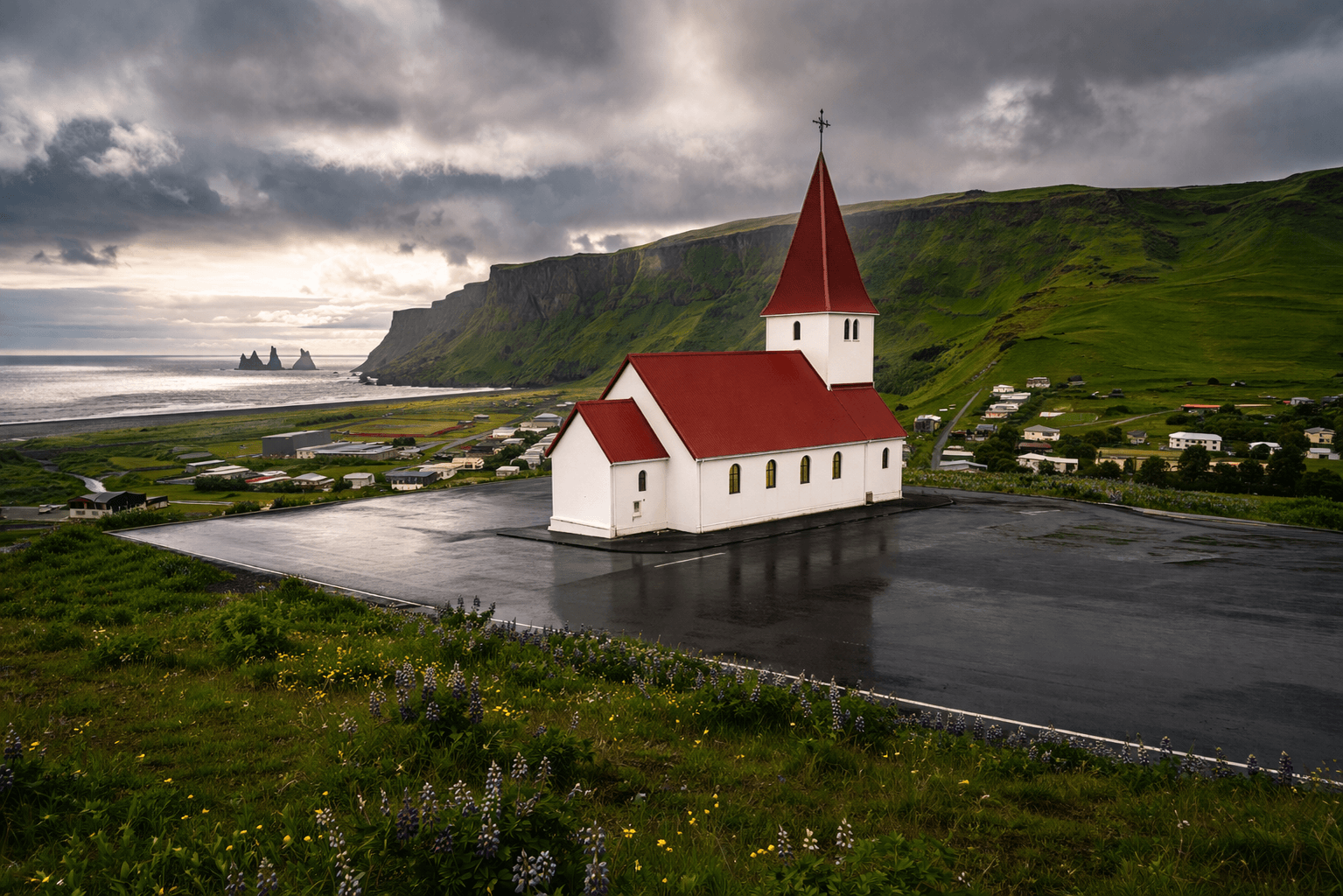 kostel Víkurkirkja ve Víku